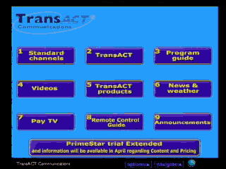 Transact Main Menu graphical display