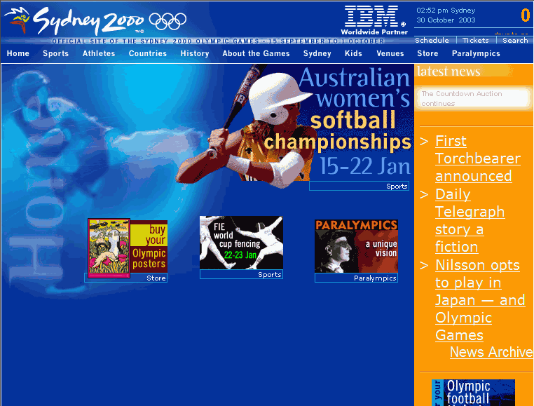 SOCOG website for the Sydney 2000 Olympics