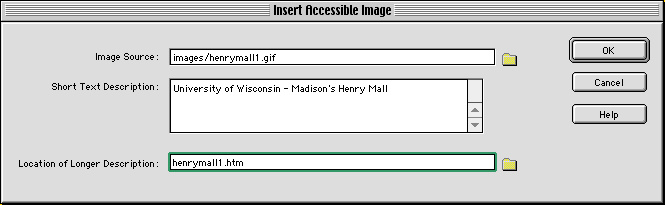 Entering a long description attribute with Accessible Image Object