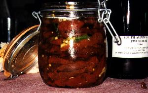 Jar of Dried Tomatoes and Capsicum in Oil